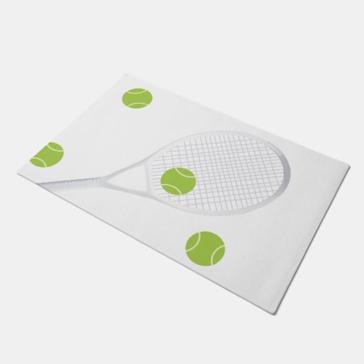 Moderne witte tennisracket bal vloerdeurmat deurmat (Schuin)