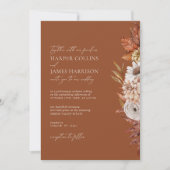 Moderne witte terracotta bloemen Boho herfst bruil Kaart (Voorkant)