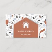 Moderne witte Terrazzo Real Estate Photo QR Code Visitekaartje (Voorkant)