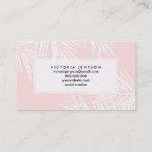Moderne witte tropische palmboom, stijlvol roze visitekaartje (Achterkant)