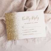 Moderne witte trouwdag met goud glitters RSVP kaartje