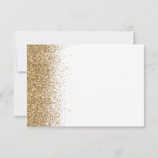 Moderne witte trouwdag met goud glitters RSVP kaartje (Achterkant)