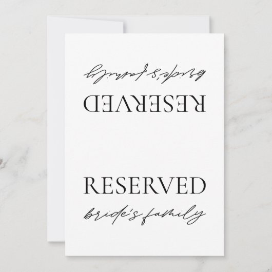 Moderne Witte Trouwen Gereserveerde Tafel Tent Sig Kaart (Voorkant)
