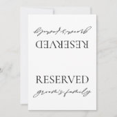 Moderne Witte Trouwen Gereserveerde Tafel Tent Sig Kaart (Voorkant)