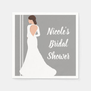 Moderne Witte Trouwjurk Bling Bruidsbeur Servet