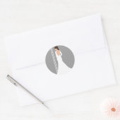 Moderne Witte Trouwjurk Bling Bruidsfeest Ronde Sticker (Envelop)