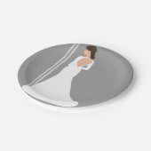 Moderne Witte Trouwjurk Bling Bruidsmeisje Papieren Bordje (Gekanteld)