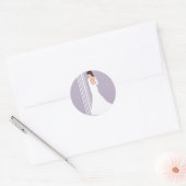 Moderne witte trouwjurk & parels bruidsdouche ronde sticker (Envelop)