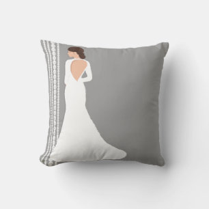 Moderne Witte Trouwjurk & Parels Bruidswinkel Kussen
