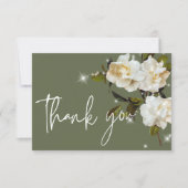 Moderne witte tuinen op Sage Sparkle bruiloft Bedankkaart (Voorkant)