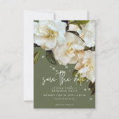 Moderne witte tuinen op Sage Sparkle bruiloft Save The Date (Voorkant)