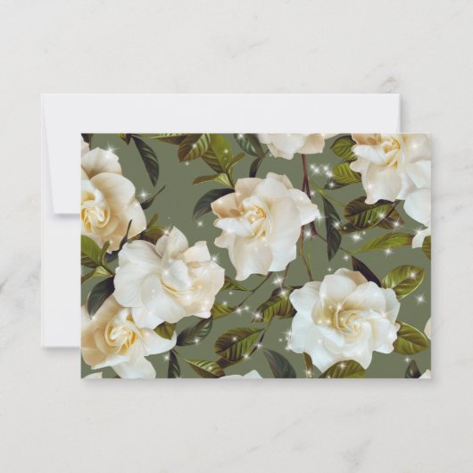 Moderne witte tuinen op Sage Sparkle QR Code RSVP Kaartje (Achterkant)