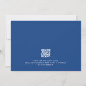 Moderne witte typografie blauwe bruiloft save the date (Achterkant)