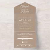 Moderne witte typografie bruin kraft papier bruilo all in one uitnodiging (Binnen)