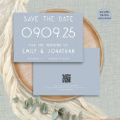 Moderne witte typografie Dusty Blue Wedding Save The Date
