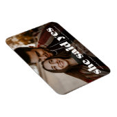 Moderne witte typografie in vet foto Save the Date Magneet (Rechterzijde)