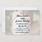 Moderne witte typografie overlay vier foto's bruil save the date (Achterkant)
