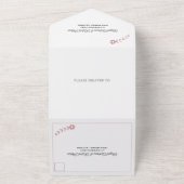 Moderne witte typografie stoffige roos roze bruilo all in one uitnodiging (Buitenkant)