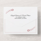 Moderne witte typografie stoffige roos roze bruilo all in one uitnodiging (Achterkant)