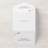 Moderne witte typografie terracotta herfst bruilof all in one uitnodiging (Buitenkant)