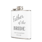 Moderne Witte Vader van de Bride Naam Wedding Heupfles (Links)