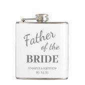 Moderne Witte Vader van de Bride Naam Wedding Heupfles (Voorkant)