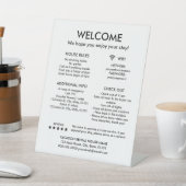 Moderne witte vakantiewoning huisregels welkom reclamebord met voetstuk (Insitu)