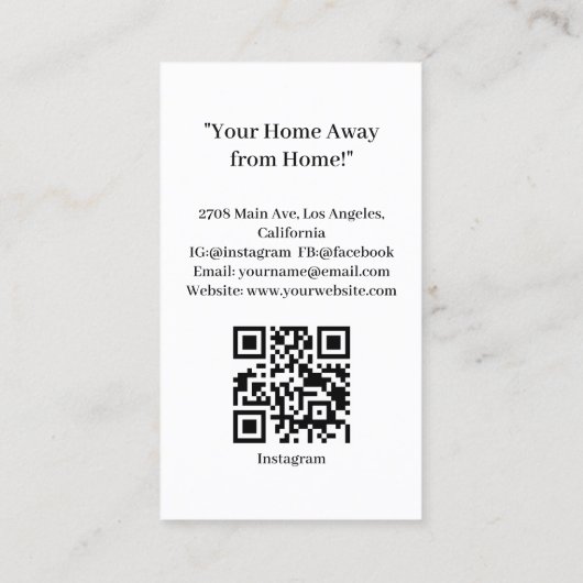Moderne witte vakantiewoning QR code Visitekaartje (Achterkant)