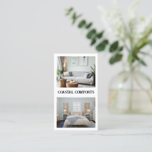 Moderne witte vakantiewoning QR code Visitekaartje (Staand voorkant)