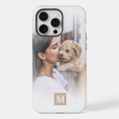 Moderne witte verloopmonogramfoto iPhone hoesje (Achterkant)