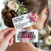 Moderne, witte vetgedrukte zwarte roze floralen visitekaartje