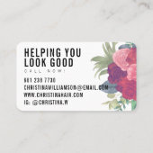 Moderne, witte vetgedrukte zwarte roze  floralen visitekaartje (Achterkant)