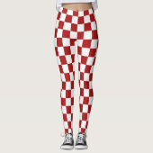 Moderne witte vierkanten op Kerstmis rood Leggings (Voorkant)