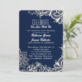 moderne witte vlecht marvy blue bruiloft kaart (Staand voorkant)