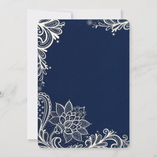 moderne witte vlecht marvy blue bruiloft kaart (Achterkant)