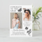 Moderne witte vlinder foto afstudeerfeest kaart (Staand voorkant)