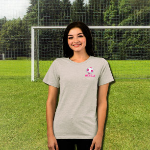 Moderne witte voetbal met roze accenten - naam toe Tri-Blend shirt