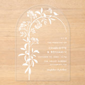 Moderne Witte Vogel Botanische Boog Huwelijk Acryl Uitnodigingen (Voorkant)
