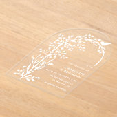 Moderne witte vogel en tak bruiloft acryl uitnodigingen (Laagn)