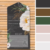 Moderne witte volken met zwarte QR-code All In One Uitnodiging