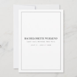 Moderne witte vrijgezellenweekend uitnodiging