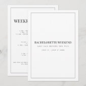 Moderne witte vrijgezellenweekend uitnodiging (Voorkant / Achterkant)