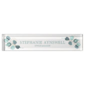 Moderne witte Waterverf olievloeistof Eucalyptus Naambordje (Voorkant)