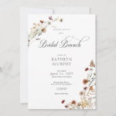 Moderne Witte Wildbloem Boeket Bridal Brunch Kaart (Voorkant)
