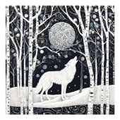 Moderne witte winterwolf foto afdruk (Voorkant)