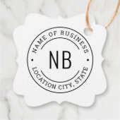 Moderne Witte Zakelijke Monogram Beginletters Stem Bedankjes Labels (Achterkant)