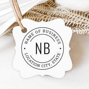 Moderne Witte Zakelijke Monogram Beginletters Stem Bedankjes Labels