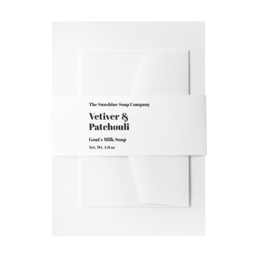 Moderne witte zeep buikband uitnodigingen wikkel (Voorkant Voorbeeld)