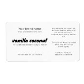 Moderne witte zeep verpakking ingrediënten label (Voorkant)