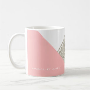 Moderne witte zilver roze driehoek koffiemok